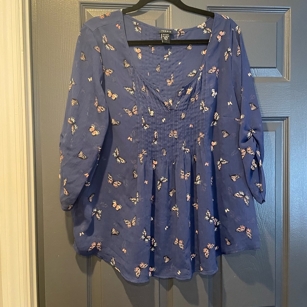 Torrid 1 sheer butterfly shirt